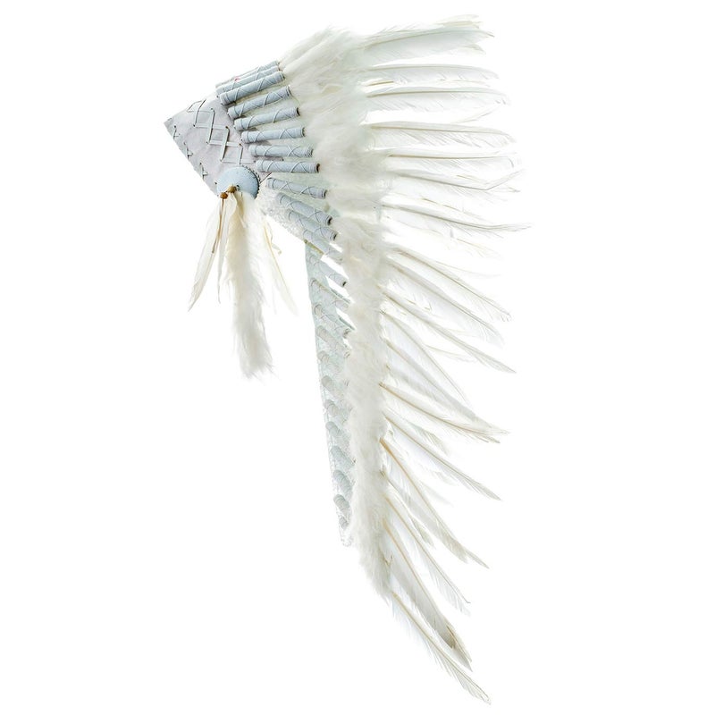 Novum Crafts Feather Headdress | Native American Indian Inspired | White - Image 1